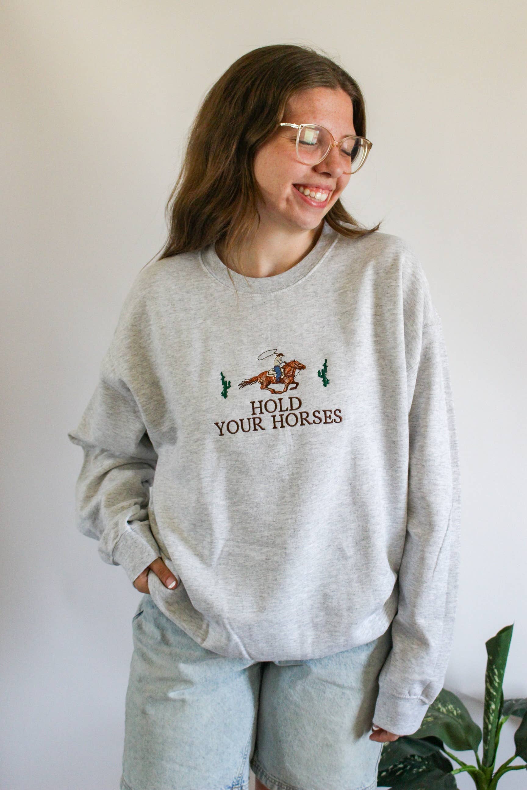 SewGenesis - Wholesale Sweatshirt - Women's - Hold Your Horses Embroidered Crewneck2