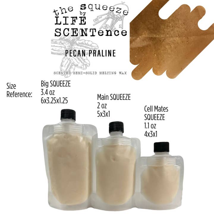 Cera Profumata Pecan Praline Squeeze Disponibile in 3 Misure per la vendita all'ingrosso da parte di Life SCENTence