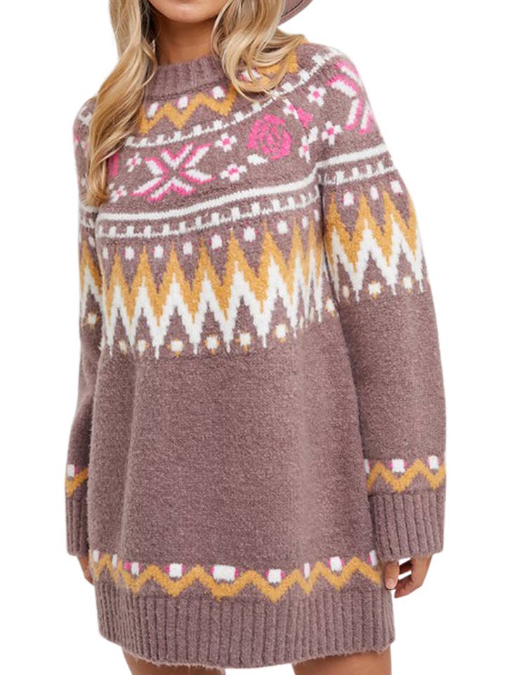 Fair Isle Sweater Dress for wholesale by Vanilla Monkey