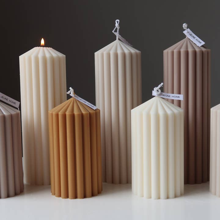 Jeune Home - Wholesale Novelty Candle - Tall ribbed thick soy scented candle | wedding decor |20x7cm