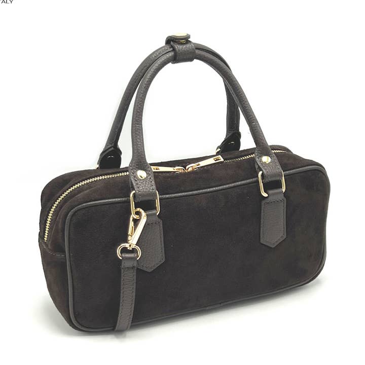 Suede leather shoulder bag, Made in Italy, art. 112583 for wholesale by Suie Valentini srl