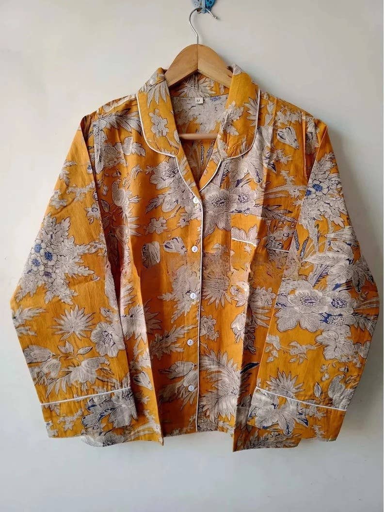 bhavnas boutique – Großhandel Schlafanzug-Set – Damen – Gemustertes Pyjama-Set aus 100 % Baumwolle für Damen, Sommer-Nachtwäsche1