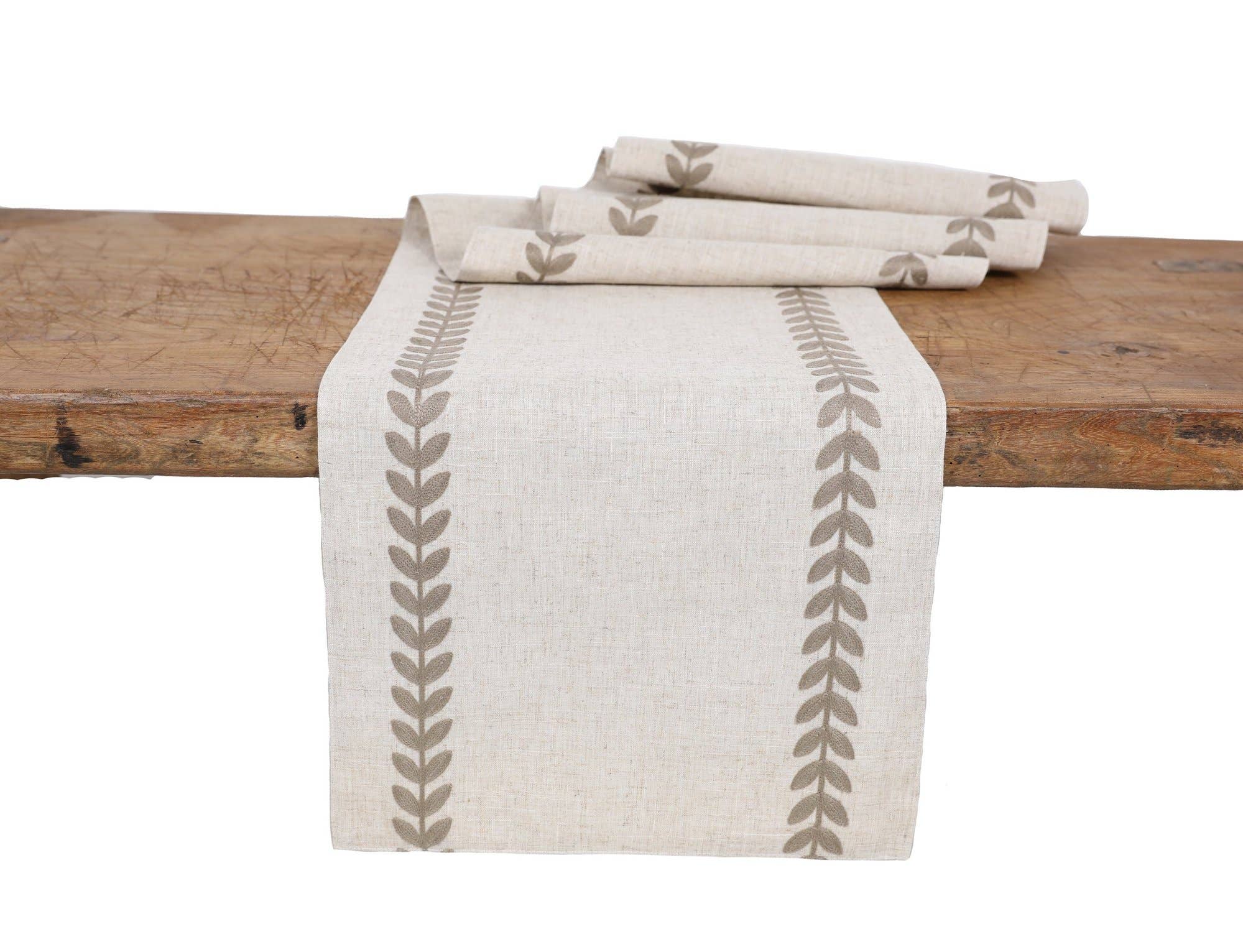 Xia Home Fashions & Manor Luxe - Wholesale Table Runner - Cute Leaves Crewel Embroidered Table Runner5