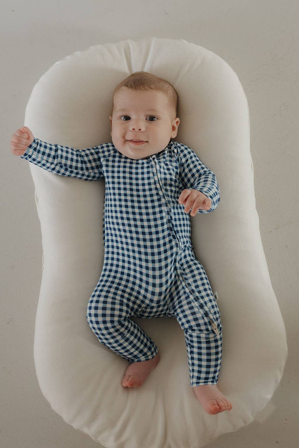 Forever French Baby - Wholesale Sleepsuit - Baby - Bamboo Zip Pajamas | Blue Gingham12