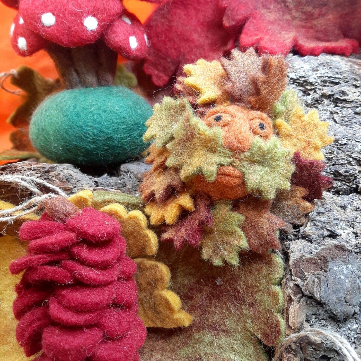 Felt So Good – wholesale Ornament – Handmade Felt Autumnal Greenman Hanging Decoration1
