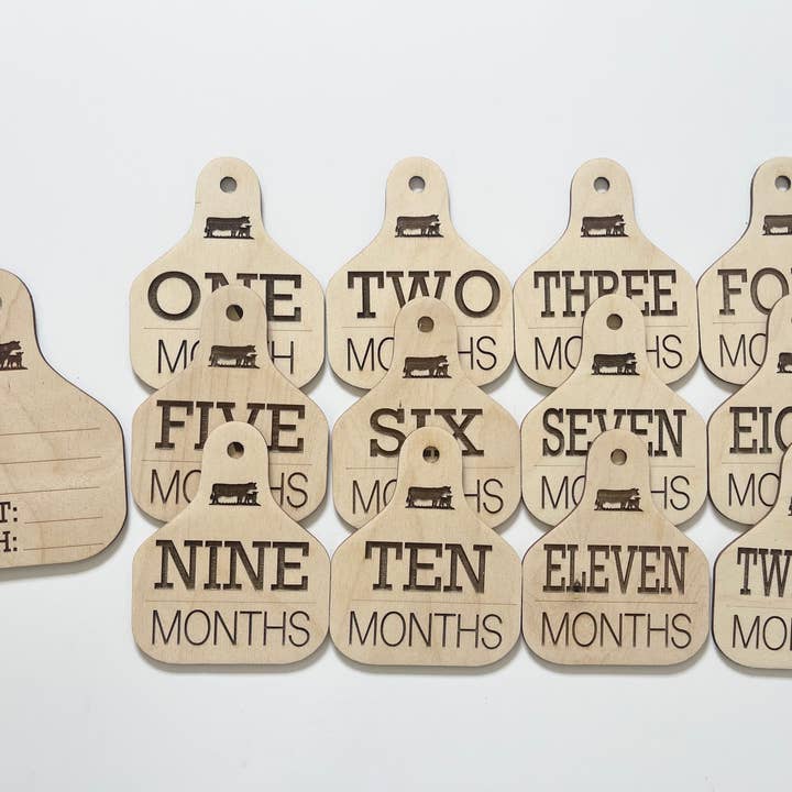 Cow Tag Baby Monthly Milestones for wholesale by JJ Squared Shop