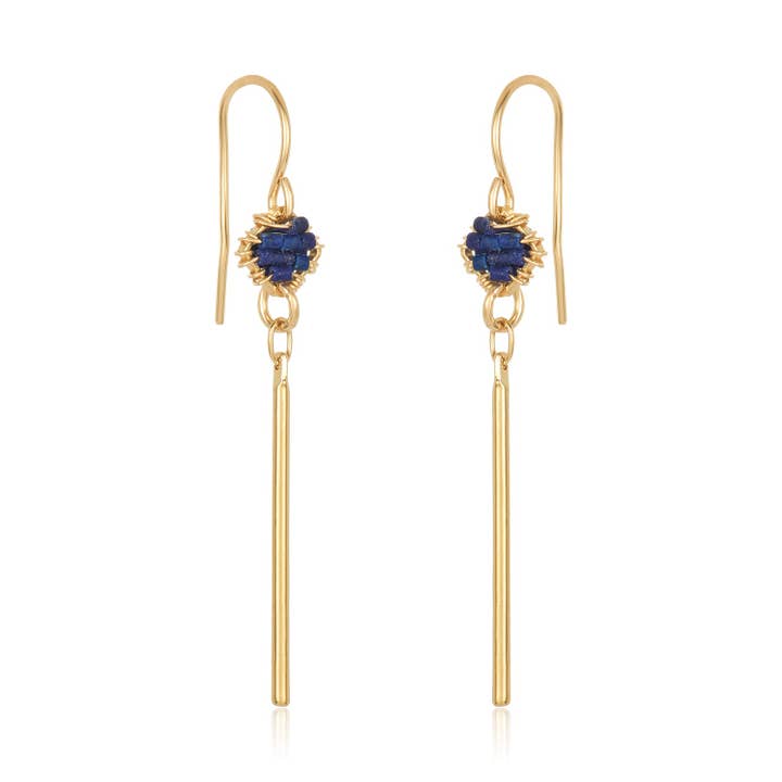 Dainty Spike Lapis Earrings for wholesale by Mabel Chong