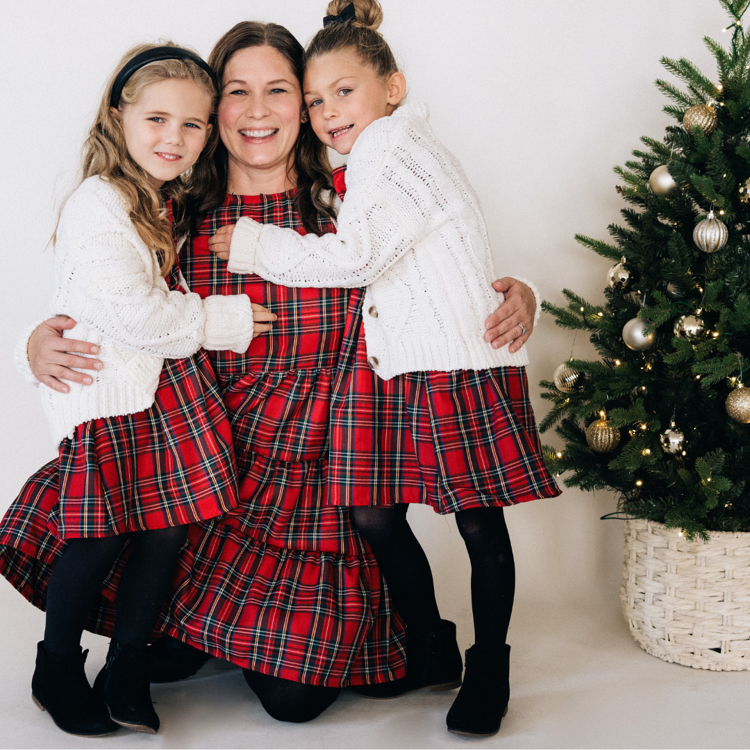 HAHA MAMA Clothing - Vente Robe – femme - Robe de Noël à carreaux en tartan rouge pour maman et moi - Femmes11