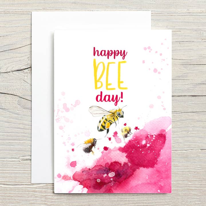 Carte d'anniversaire Joyeuse Journée des Abeilles pour la vente par Christy Obalek Illustration