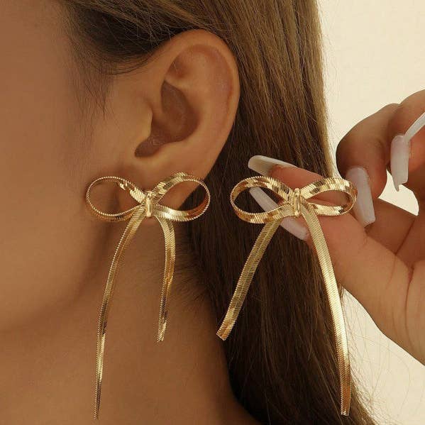 Rosett Enfärgade Droppeörhängen för wholesale av FurDecoration