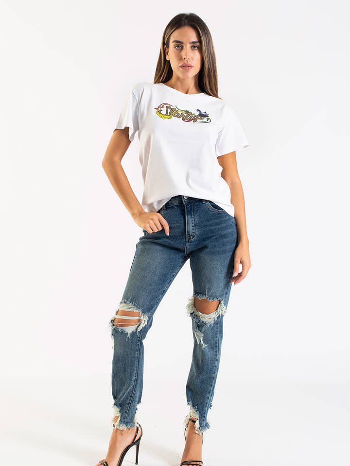 BASIC T-SHIRT WITH MULTICOLOR PRINT for wholesale by Startup Wear