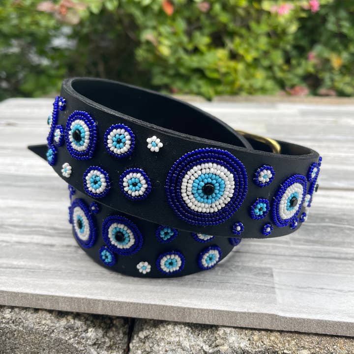 TKC Böser Blick Gürtel mit Streumuster - Breite Breite - Messingschnalle für den Großhandel von The Kenyan Collection Inc. dba TKC Inc