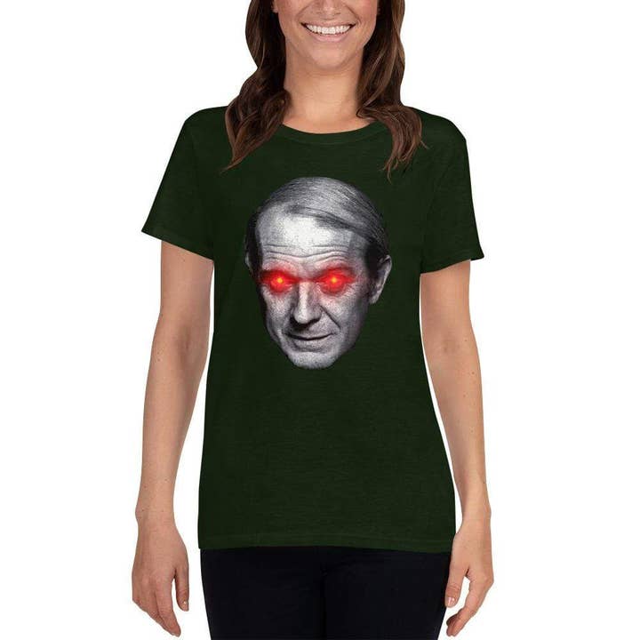 The Philosopher's Shirt - Wholesale Screen Printed T-Shirt - Women's - Gilles Deleuze with Laser Eyes - Women's Loose Crew Neck T-S