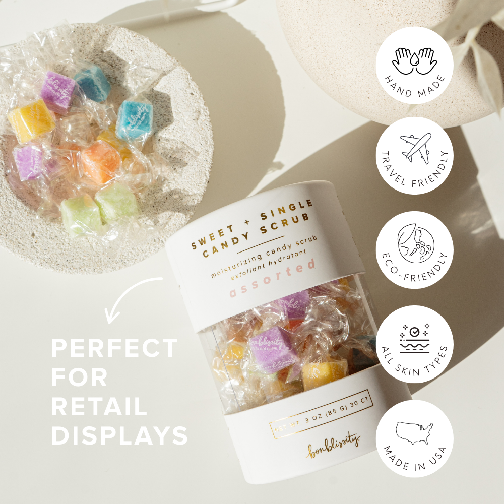 Bonblissity - Wholesale Body Scrub/Exfoliant - Sugar Cubes Candy Scrub – Assorted (30 pc) | Self-care Gift3