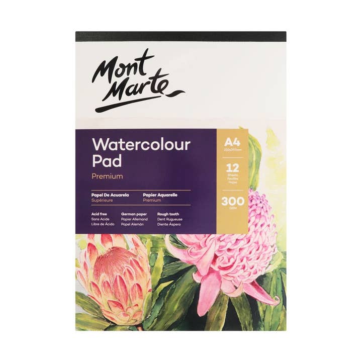 Mont Marte Usa, Inc. - Wholesale Sketchbook/Sketchpad - Watercolor Pad German Paper Premium A4 300gsm 12 Sheet0