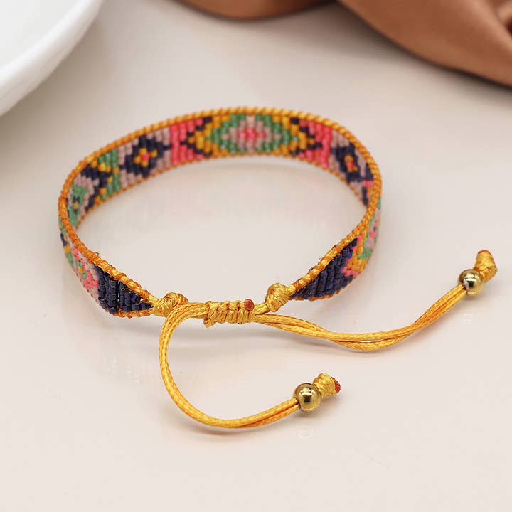 Mustard Yellow Mix Adjustable Bead Bracelet for wholesale by Peace Of Mind