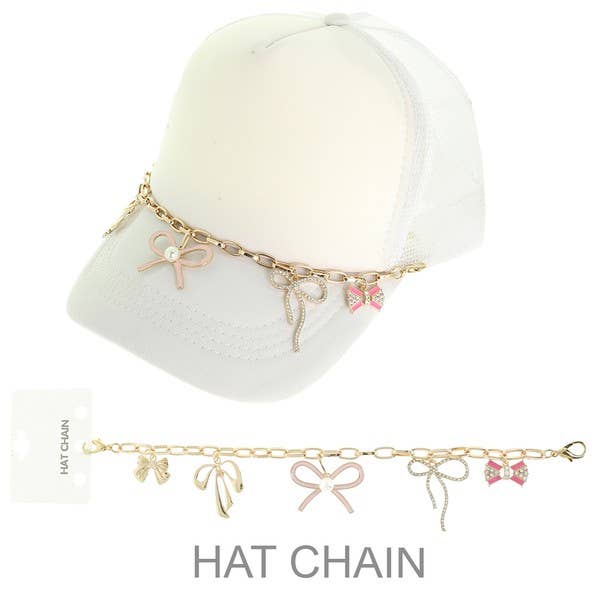G BOW RIBBON THEME CHARM TRUCKER HAT CHAIN  PART16801 for wholesale on Faire1