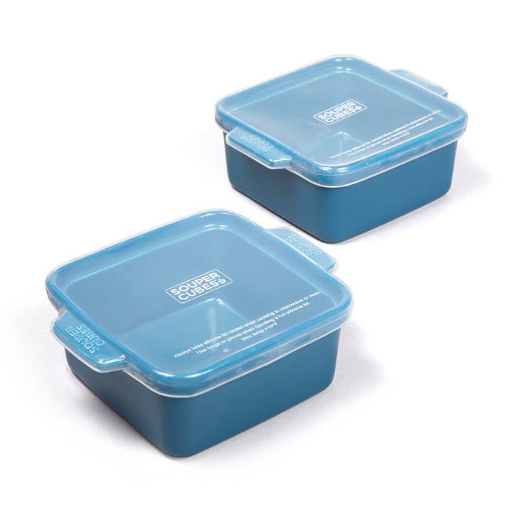 Ceramic Baking Dish 5" Square with Silicone Covers, 2 pack for wholesale by Souper Cubes