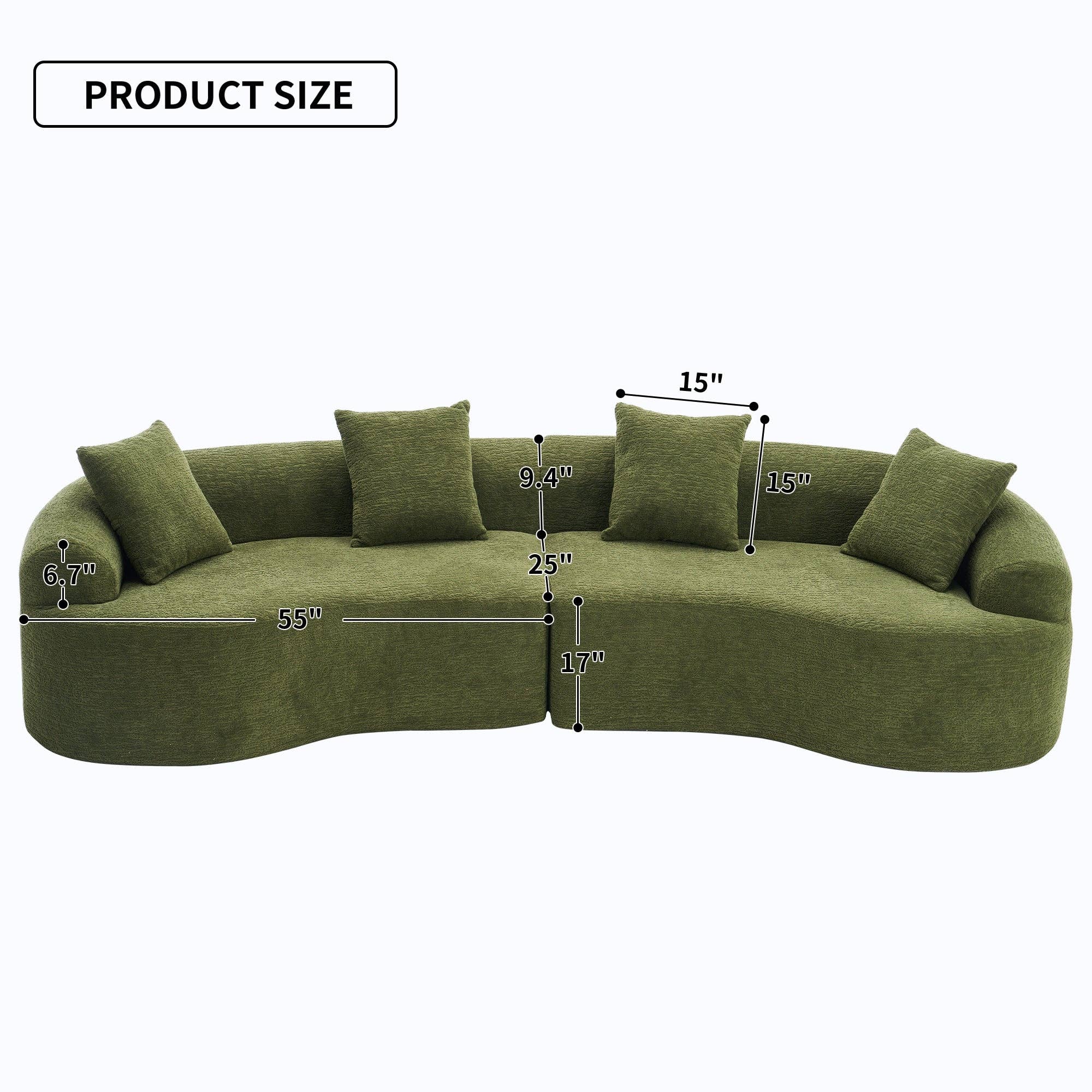 39F Inc. - Wholesale Sofa - LY-025 110'' Forest Green Chenille Curved Modular Sofa2