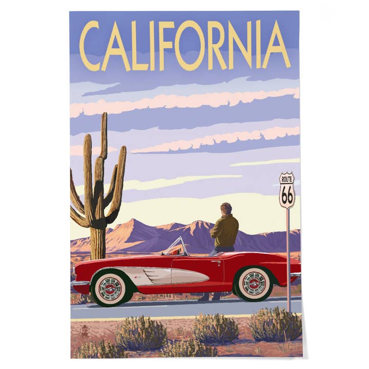 GICLEE PRINT California, Route 66, Classic Car for wholesale by Lantern Press