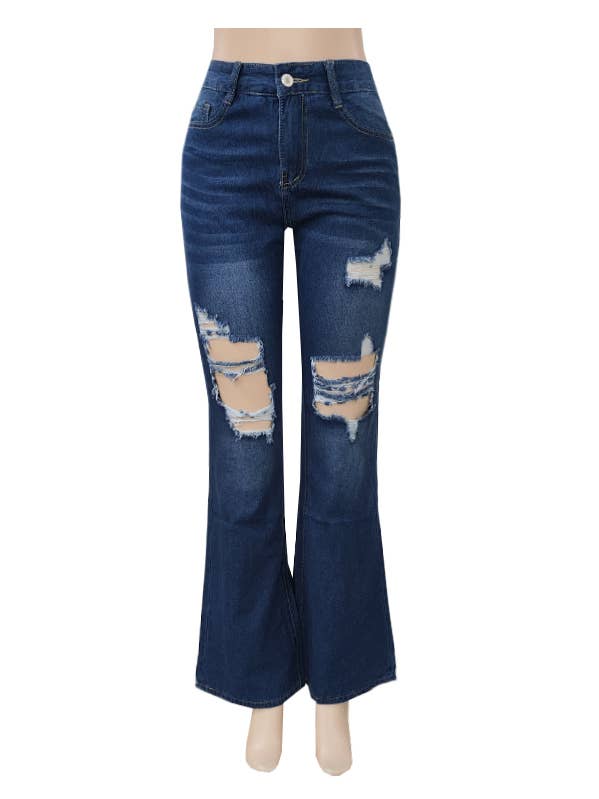 Slank temperament jeans met gebroken gaten for wholesale by HIDDENBRAND