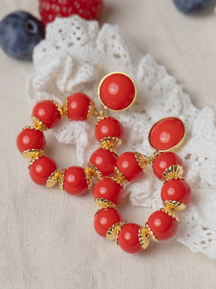 Alice red earrings for wholesale by Les impatientes