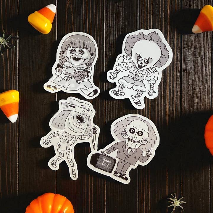 Autocolantes de Vinil de Halloween, Filme de Terror, Annabella, IT, SAW, Silent Hill, Autocolante para Garrafa de Água por atacado de RiN! Studio US