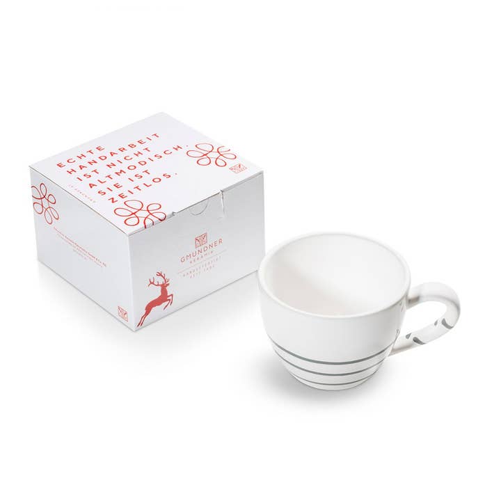 Grigio fiammato puro, tazza da tè Maxima (0,4 L) per la vendita all'ingrosso da parte di Gmundner Keramik Handels GmbH