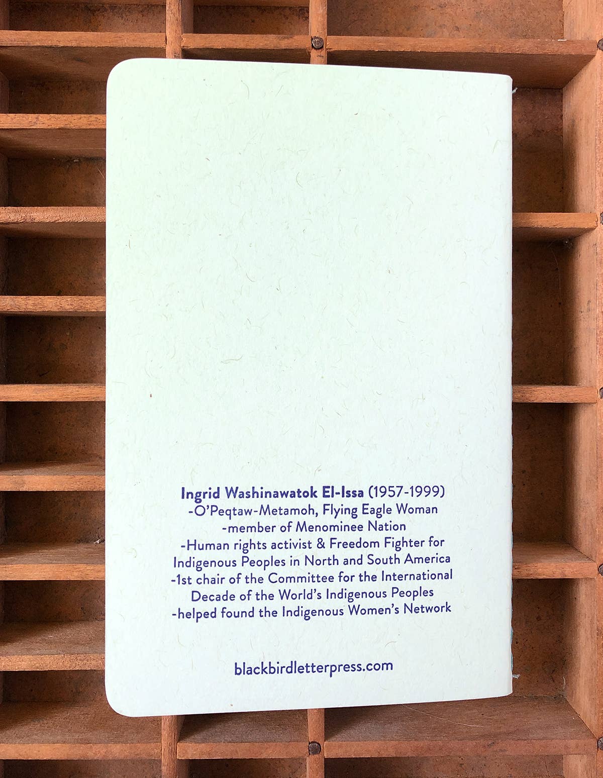 Blackbird Letterpress - Vente Cahiers - Carnet Ingrid Washinwatok El-Issa3