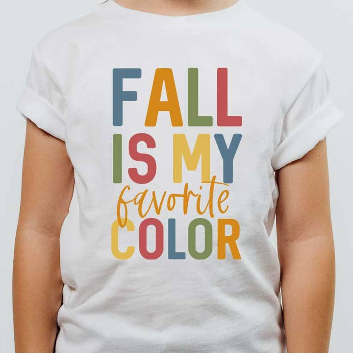 T-shirt graphique pour enfants "L'automne est ma couleur préférée" pour la vente par Kids By Kissed Apparel