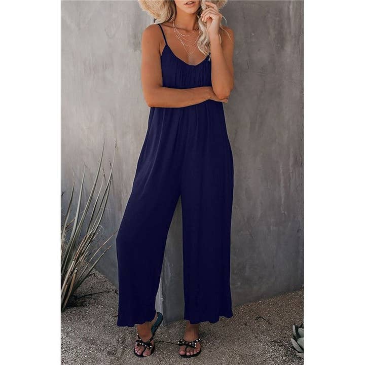FurDecoration - Wholesale Jumpsuit - Women's - Wide-Leg Spaghetti Strap Loose-Fit Jumpsuit5