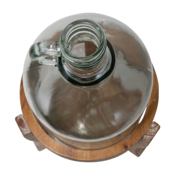 Foreside Home & Garden - Wholesale Vase - Ramona Vintage Glass Growler Vase with Natural Wood Stand