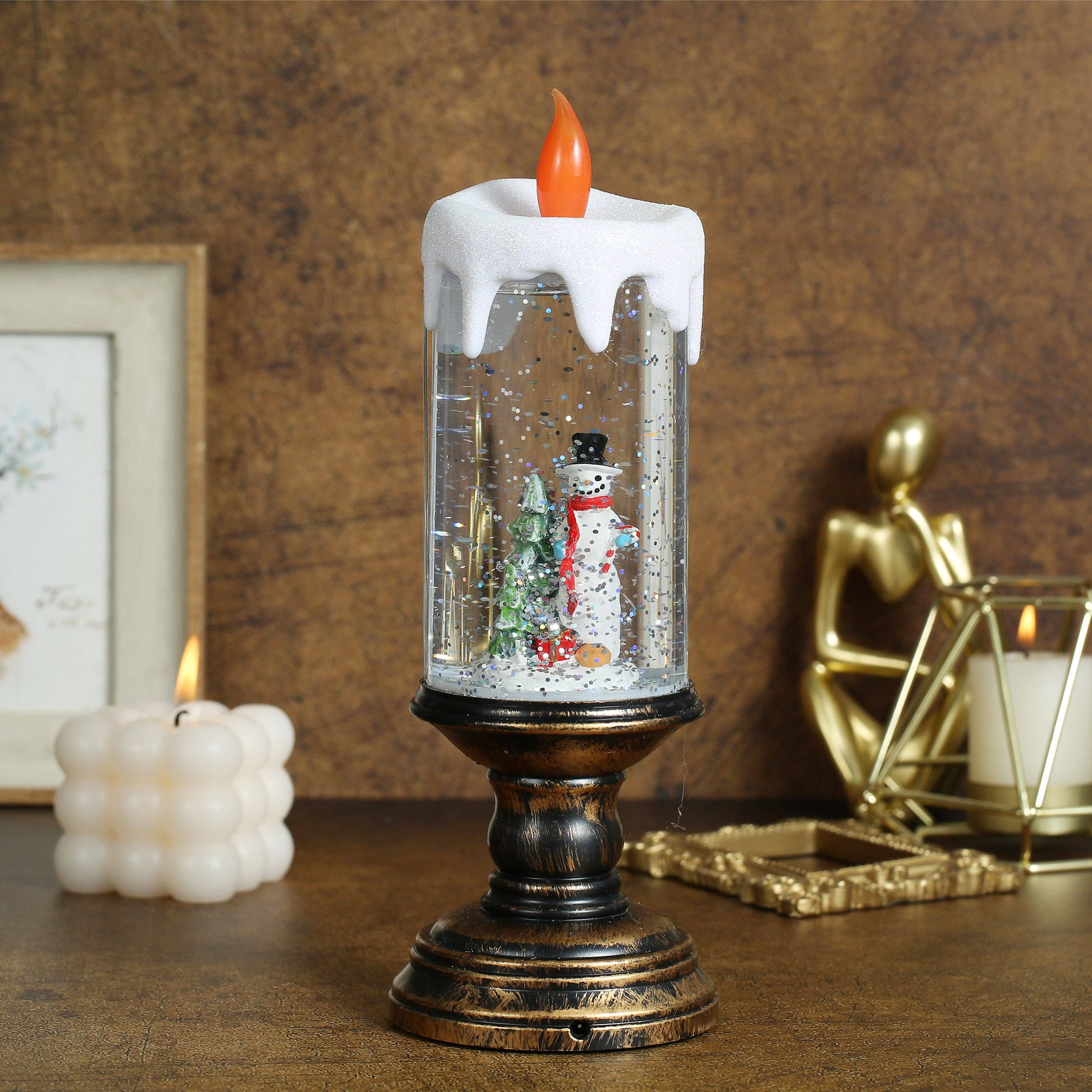 SINT - Wholesale Christmas Decoration - SINT Christmas Musical Snow Globe Candlestick Lantern7