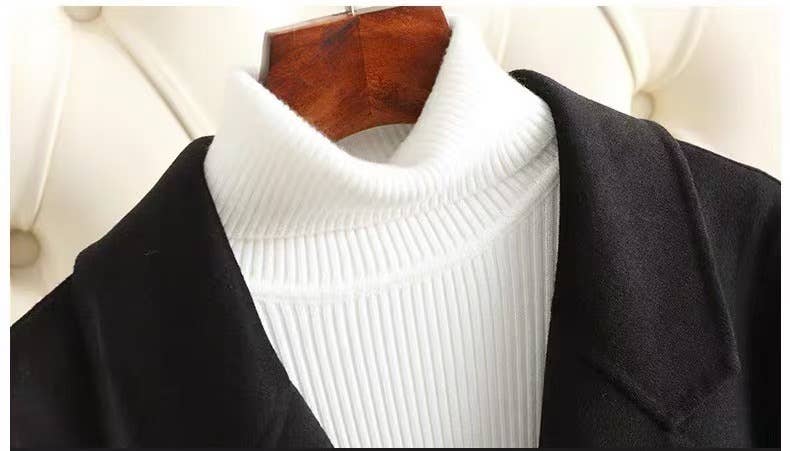 SY297 Mid-Length Women's Black Double-Faced Wool Coat for wholesale on Faire3