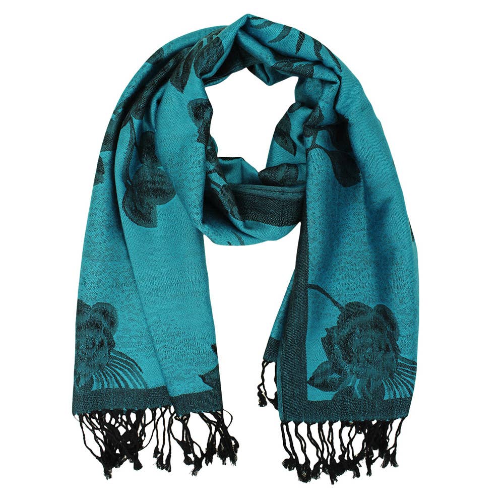 Sensibling Corp. – wholesale Scarf – Women's – Rose Floral Pashmina Reversible Scarf Shawl13