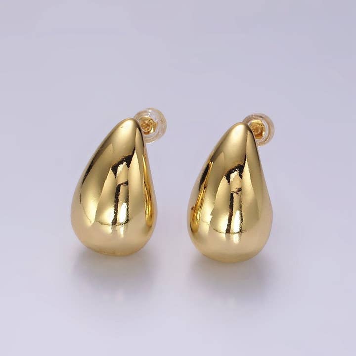 Boucles d'oreilles modernes en forme de dôme en larme de 22,5 mm en or rempli 14K | AE177 pour la vente par Aim Eternal