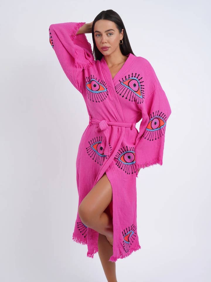 Karli Buxton - Wholesale Kaftan - Women's - Hot Pink Multi Eye Kaftan Valentine!5