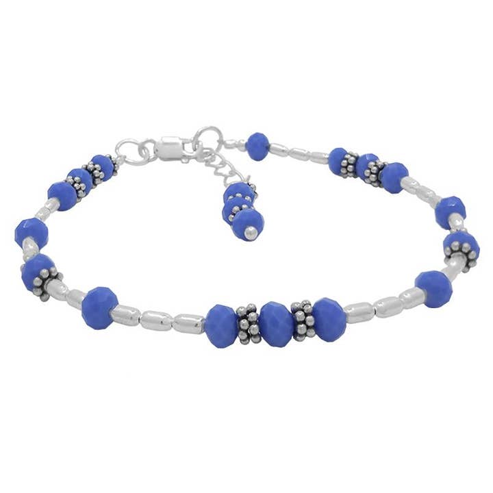 Bracelet perlé en agate bleue et argent sterling pour la vente par SITA