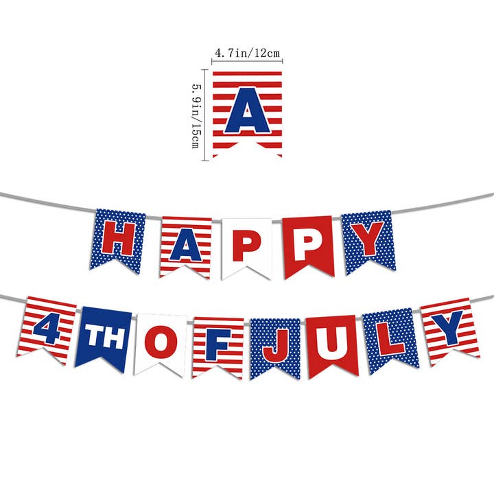 Independence Day 4th of July Blue White Party Decor Banner for wholesale by Candles Meta