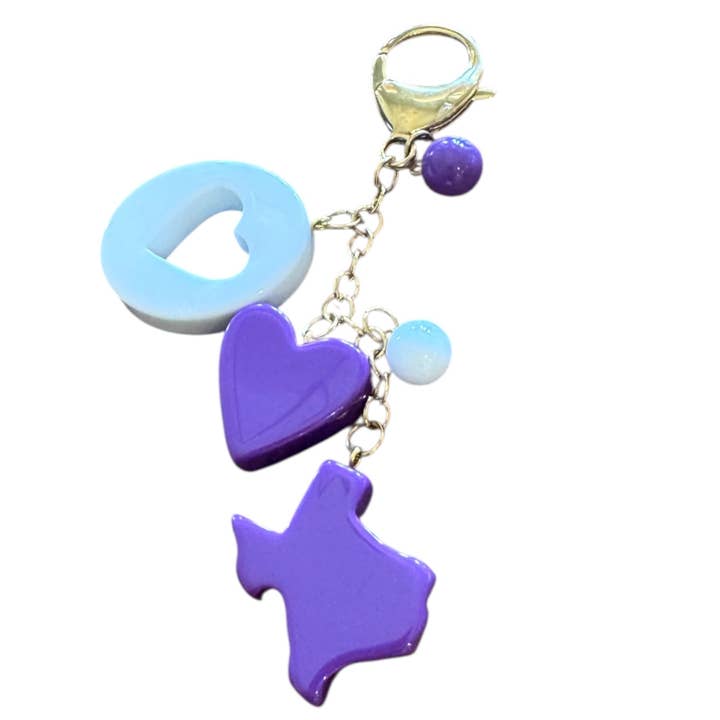 Luxe League Bag Charm Texas Edition- purple for wholesale by Gameday Luxe