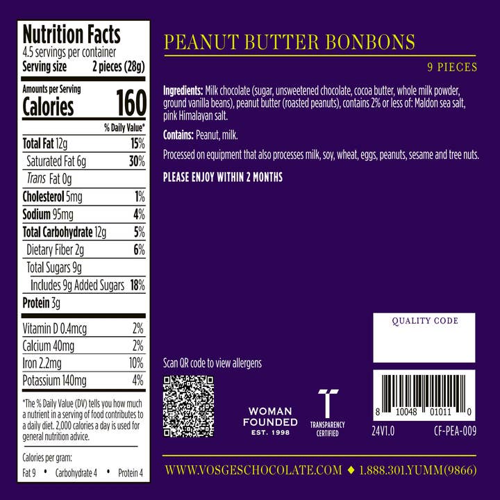 Vosges Haut-Chocolat - Wholesale Chocolate Box - Milk Chocolate Peanut Butter BonBons w/ Himalayan Sea Salt