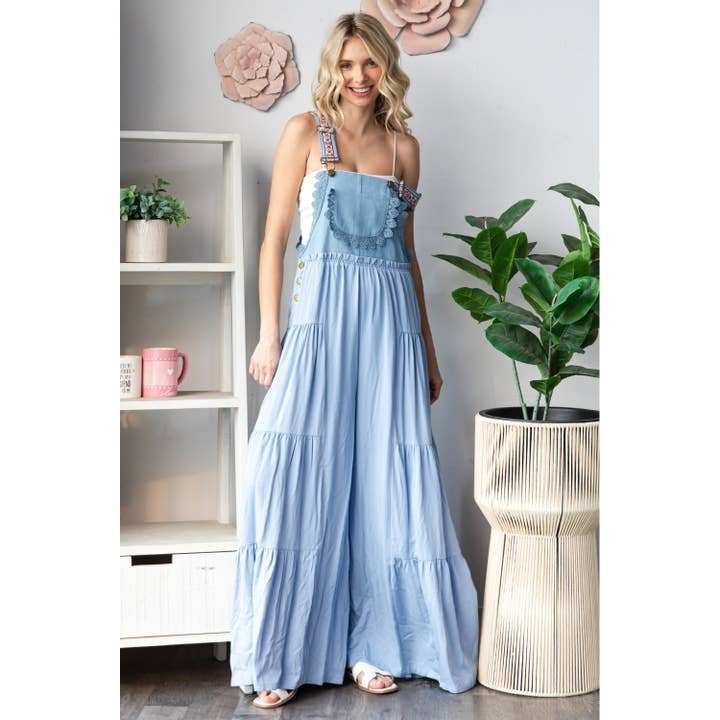 Veveret - Wholesale Jumpsuit - Women's - Embroidered Strap Flowy Jumpsuit10
