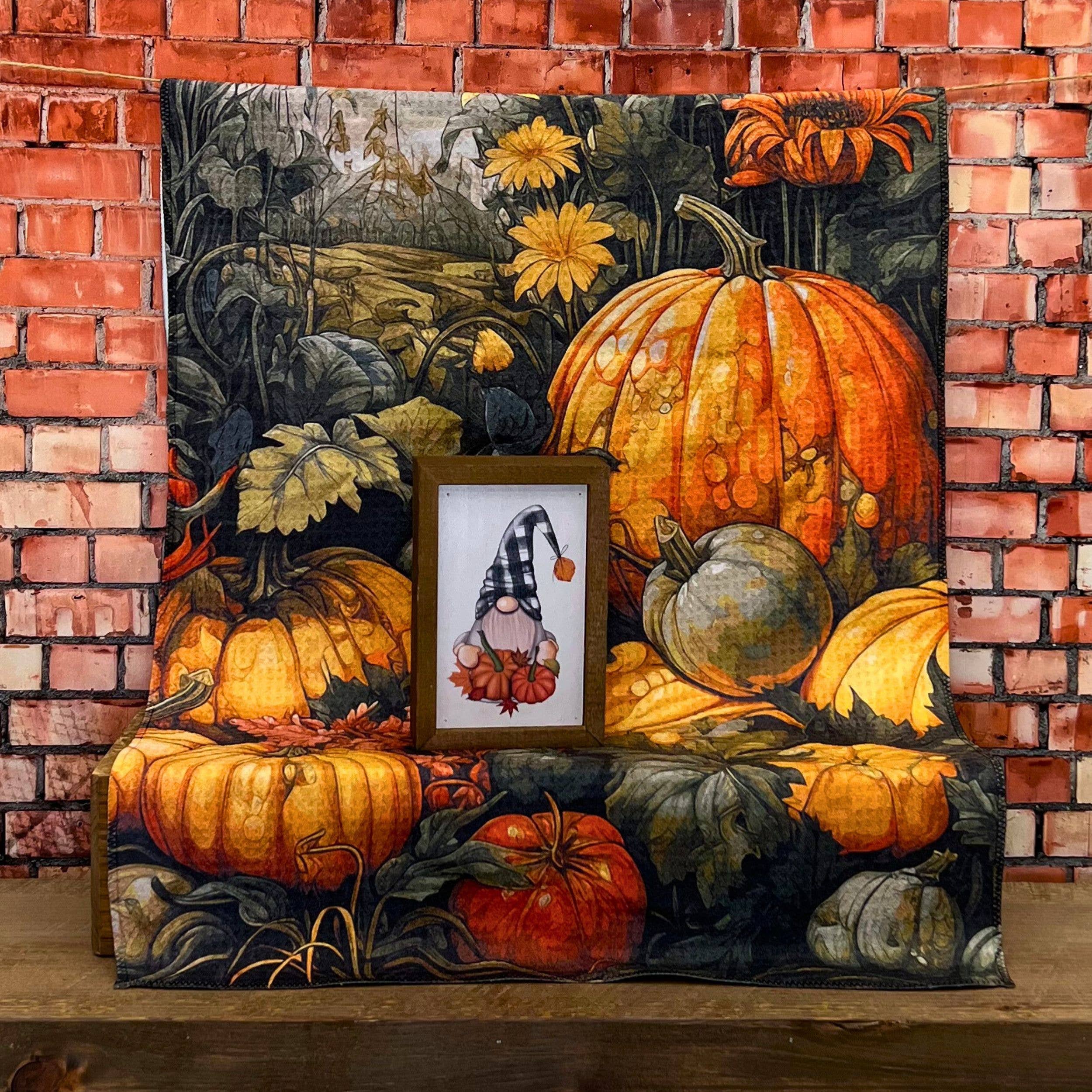 Driftless Studios - Wholesale Tea Towel - Fall Full Moon Harvest Halloween Waffle Towels - Fall Decor1