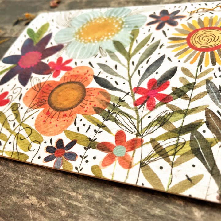 Erika's Whimsical Art – wholesale Birthday card – Plantable Seed Paper Card, Flower Illustration4