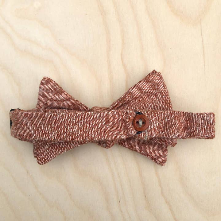Lindsay Brook Designs - Wholesale Bow Tie - Men's - Burnt Orange Linen Bow Tie
