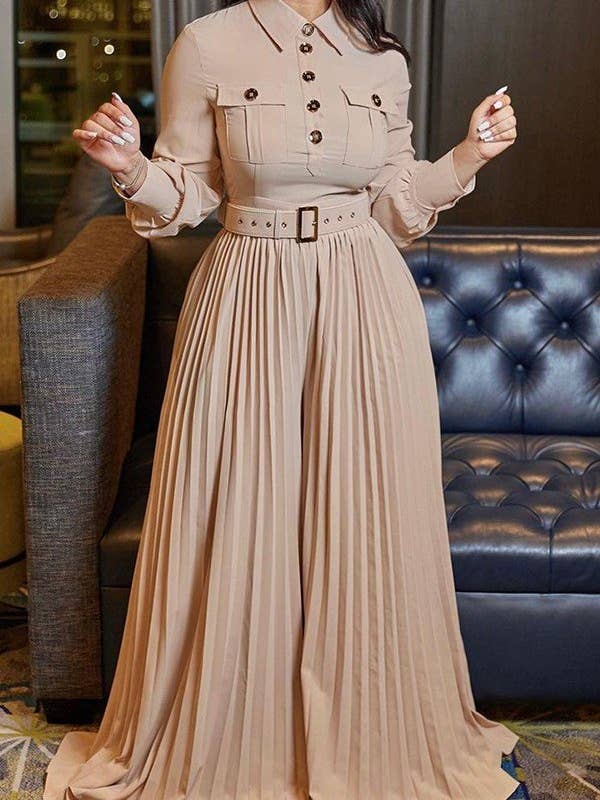 Aria Romance - Wholesale Jumpsuit - Women's - Pleated Wide Leg Jumpsuit1