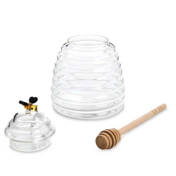 HIC - Harold Import Co. - Wholesale Kitchen Tool/Gadget - HIC Kitchen Glass Honey Jar With Lid And Honey Dipper2