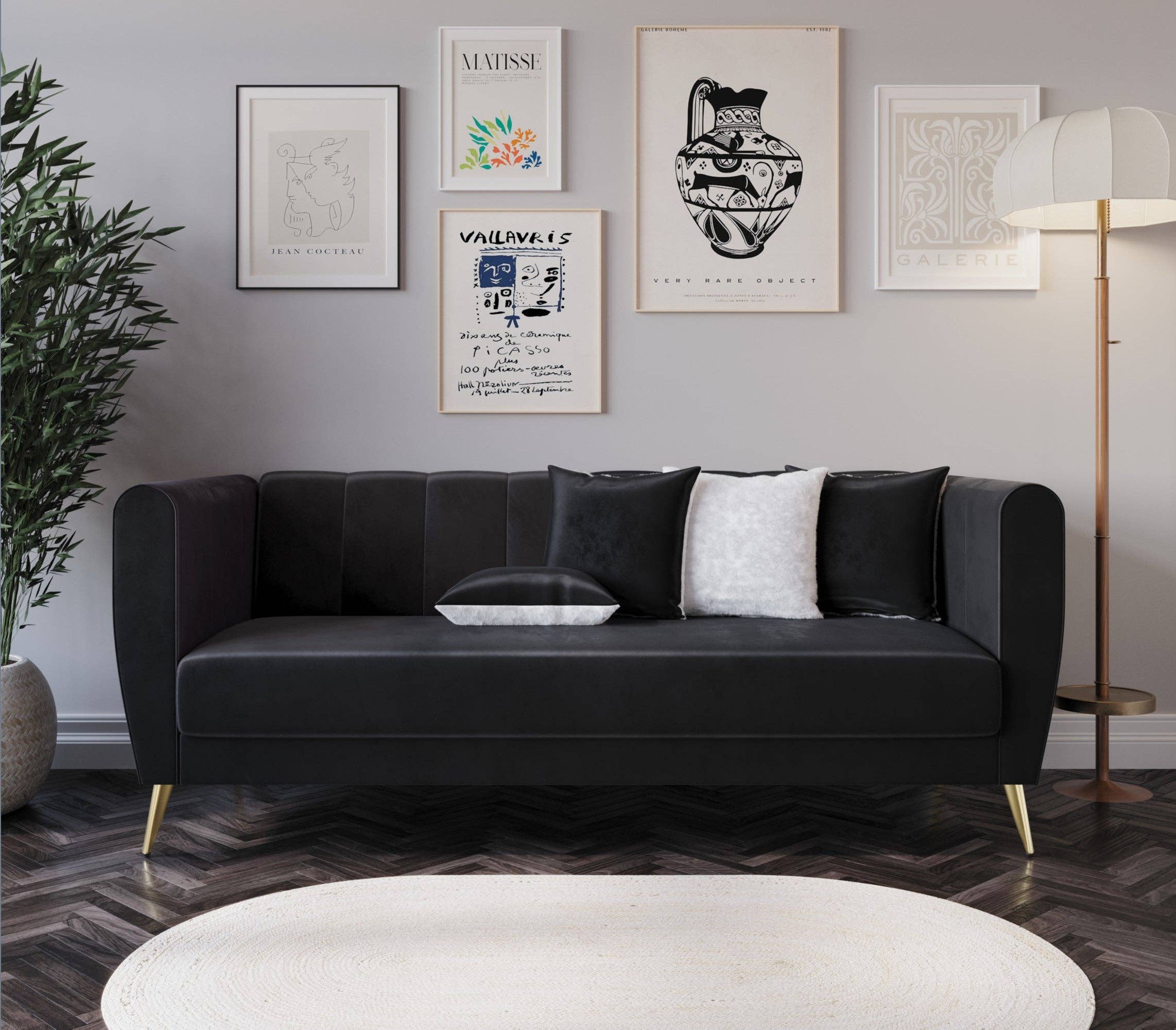 Home Design - Wholesale Sofa - Scarlett Velvet Flared Arm 3-Seater Sofa with 4 Throw Pillow18