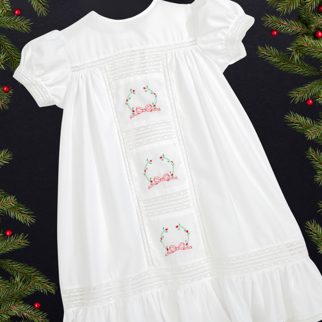 Posh Pickle - Wholesale Dress - Kids - Pemberley Holiday Christmas Hand Embroidered White Heirloom Portrait Dress4