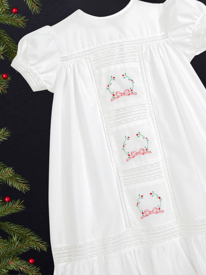 Posh Pickle - Wholesale Dress - Kids - Pemberley Holiday Christmas Hand Embroidered White Heirloom Portrait Dress4